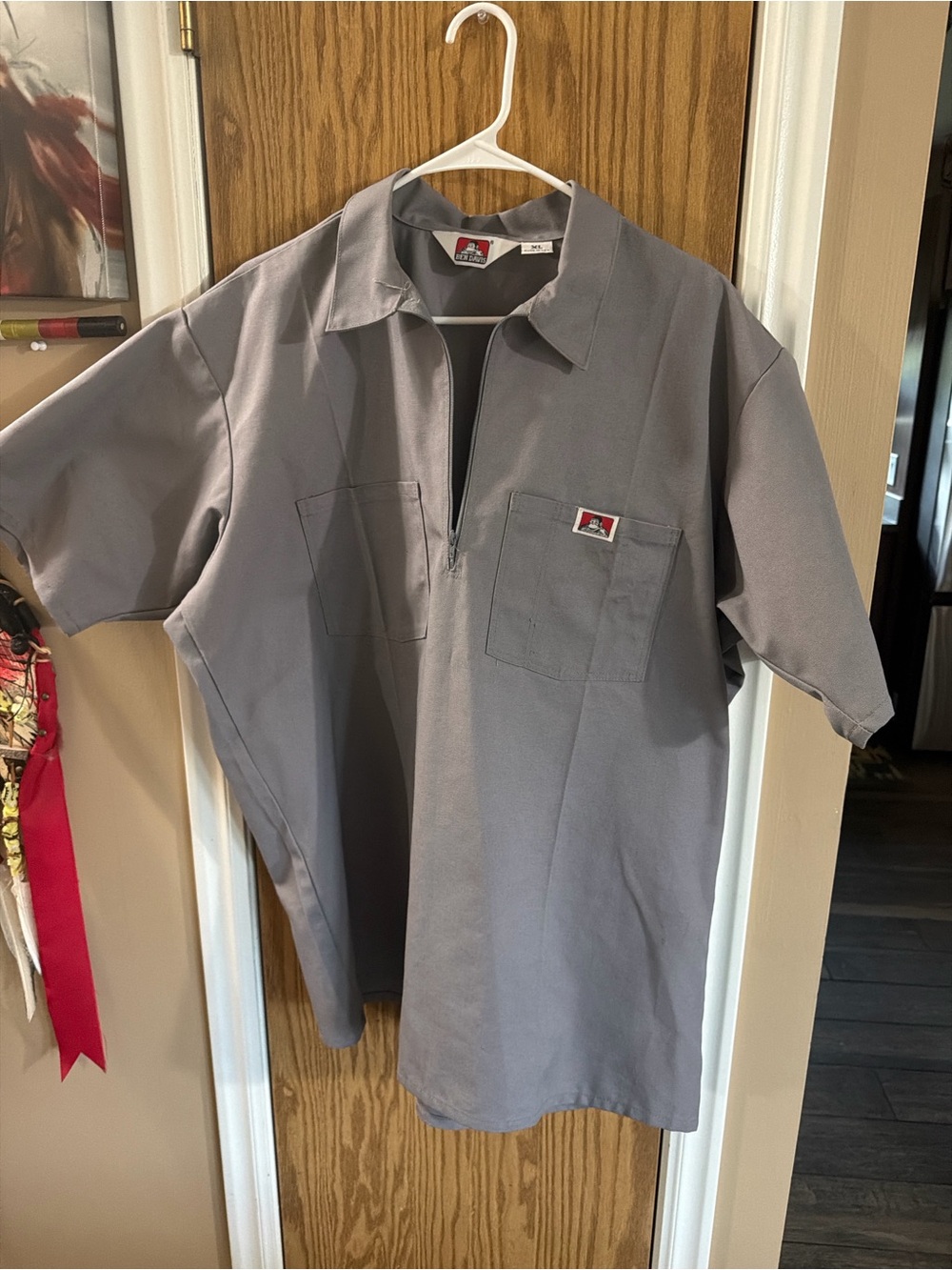 Ben Davis Gray Short-Sleeve Zip Work Shirt